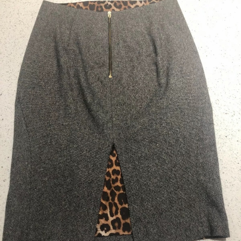 Wool Blend Skirt Leopard Print Lining Size 4